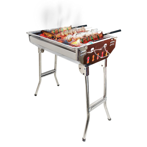 Переносний мангал гриль барбекю BARBECUE TRAY 882 CA-11 48х34х59 см з решіткою, портативний мангал, вугільний металевий